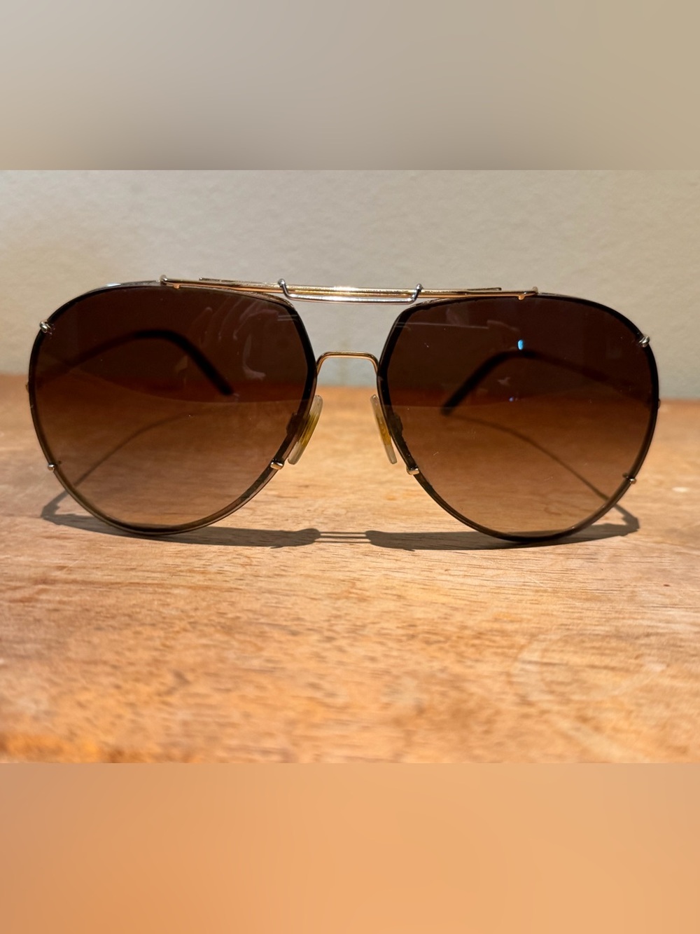 Dolce & Gabbana Gold Frame Brown Gradient Aviator Sunglasses